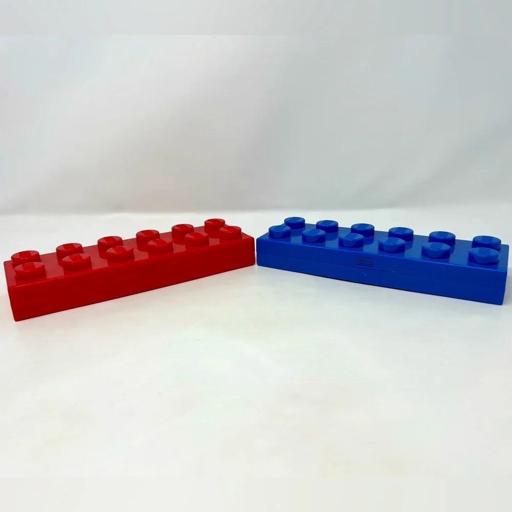 Lego pencil cases red and blue